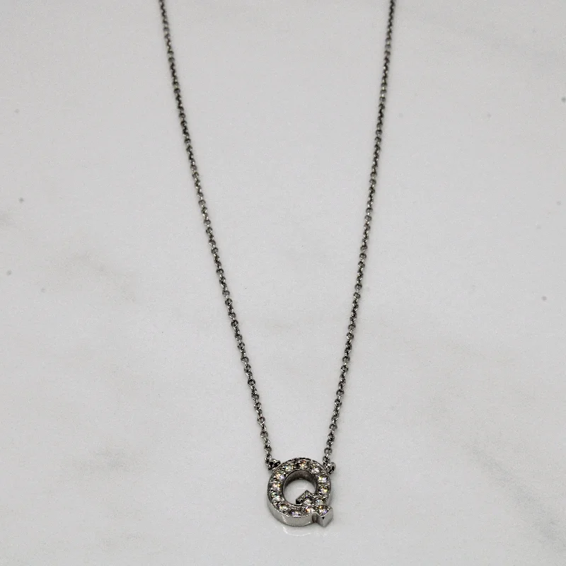 Bali style necklaces-Birks' Diamond 'Q' Initial Necklace | 0.14ctw | 18" |