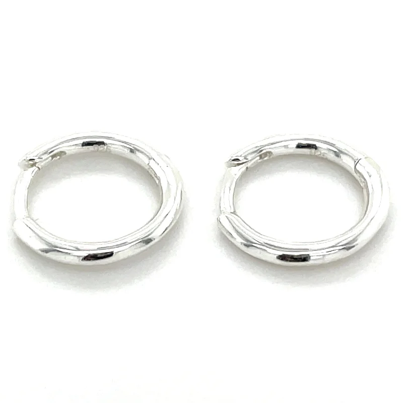 Heavy ring earrings-Sterling Silver Clicker Hoop Earrings