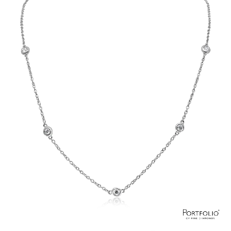 Heavy bib necklaces-0.45ct Diamond Silver Necklace