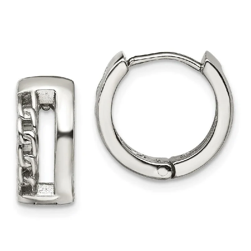 Bead weave earrings-Stainless Steel Polished 6.50mm Huggie Hinged Hoop Earrings