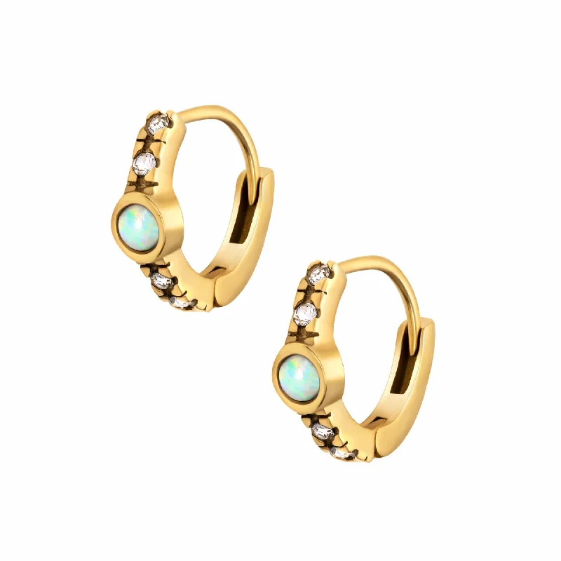 Soft clay earrings-Kiara Opal Hoop Earrings