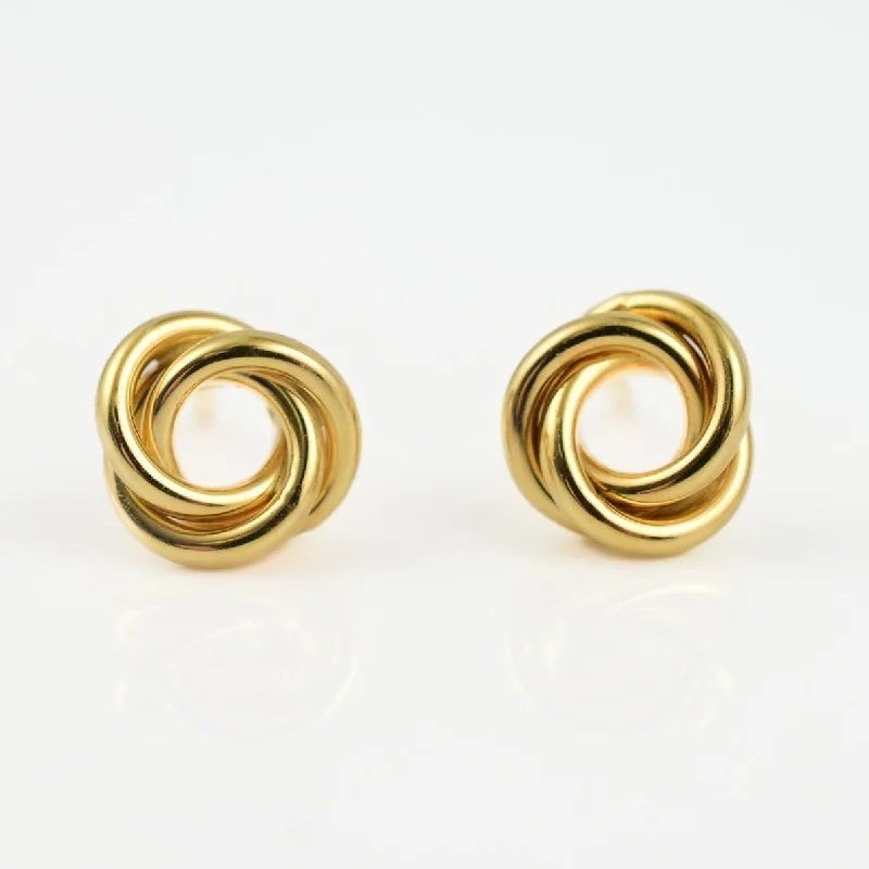 Antique clip earrings-Double Knot Earrings in 9K Gold