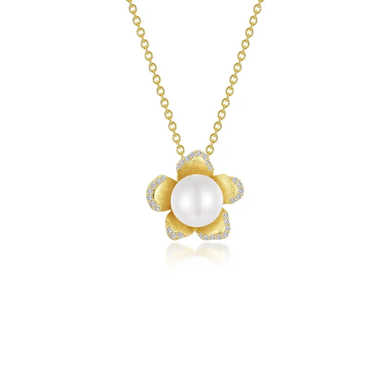 Retro medallion necklaces-Lafonn Lafonn Gold Club White Fresh Water Pearl Necklace P0289PLG20