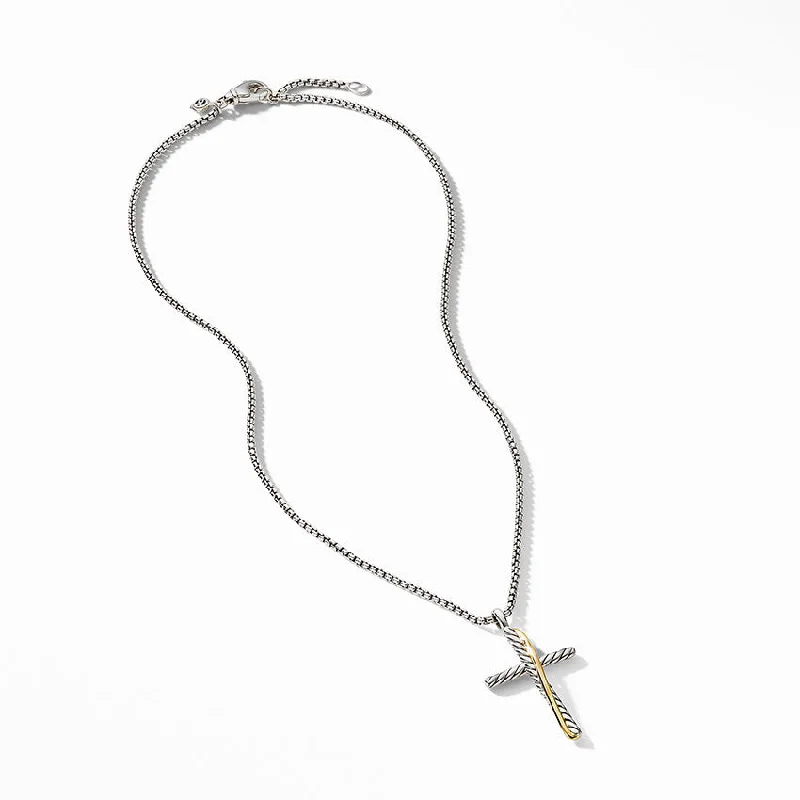 Raw woven necklaces-David Yurman The Crossover Collection® Cross Necklace with 18ct Yellow Gold