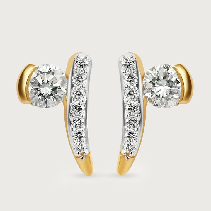 Fine wing earrings-Versa Certified Diamond Solitaire Studs in 14K Gold, 0.46 cts. diamonds