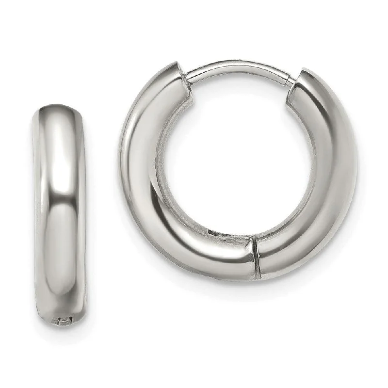 Half moon earrings-Stainless Steel Polished 3.5mm Hinged Hoop Earrings