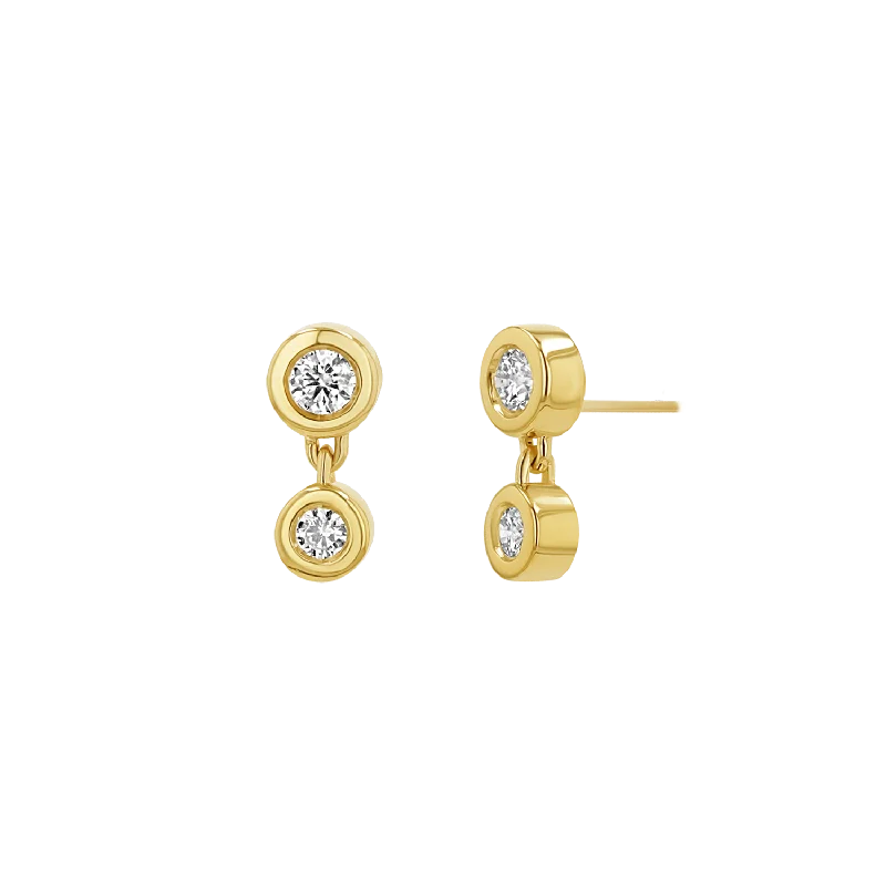 Shiny pearl earrings-Linked Diamond Duo Studs