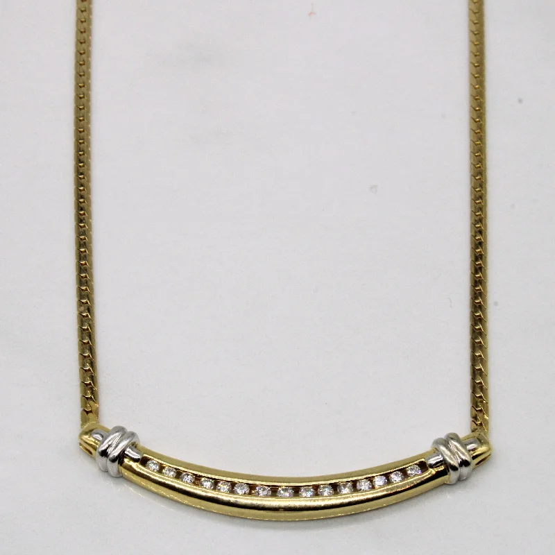 Angled design necklaces-Channel Set Diamond Scoop Necklace | 0.26ctw | 17" |