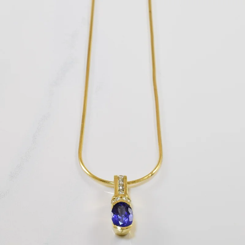 Tight clasp necklaces-Tanzanite & Diamond Necklace | 1.25ct, 0.20ctw | 18" |