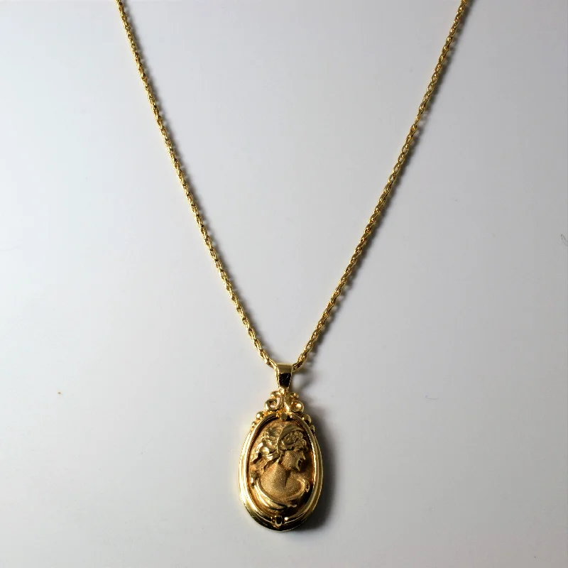 Faith charm necklaces-Yellow Gold Cameo Necklace | 20"|