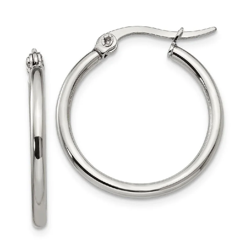 Smooth stud earrings-Stainless Steel 22mm Diameter Hoop Earrings