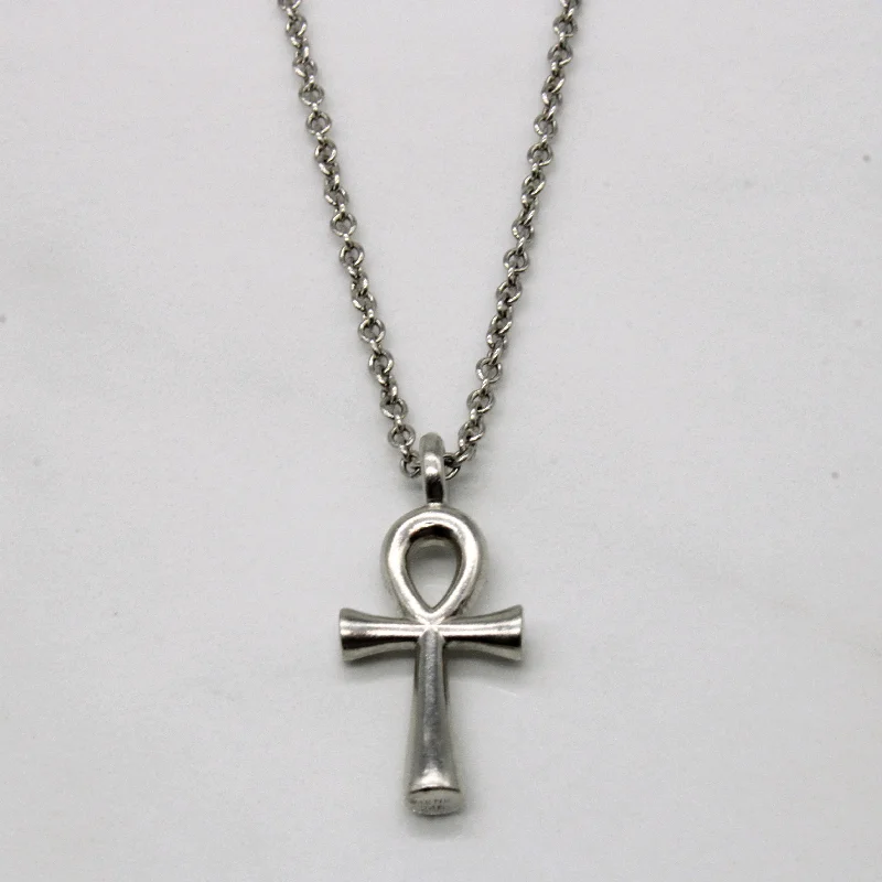 Fox charm necklaces-Platinum Ankh Pendant Necklace | 18" |