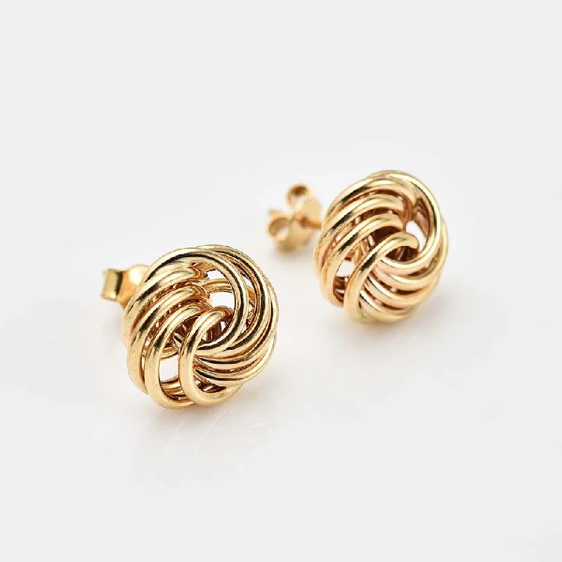 Bead weave earrings-9k Yellow Gold Rose Petals Stud Earrings