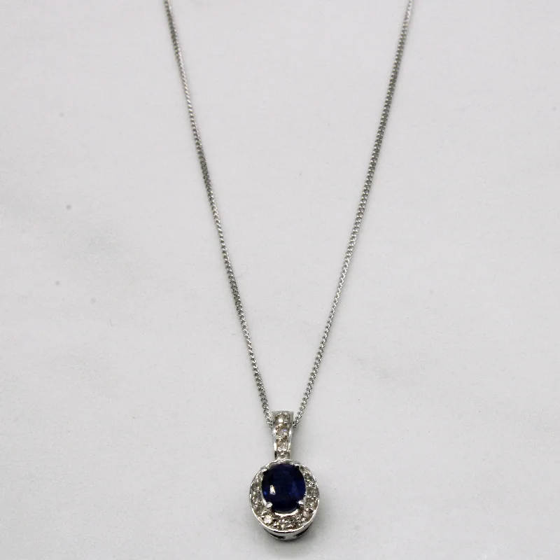 Ruby pendant necklaces-Sapphire & Diamond Necklace | 0.48ct, 0.07ctw | 18" |