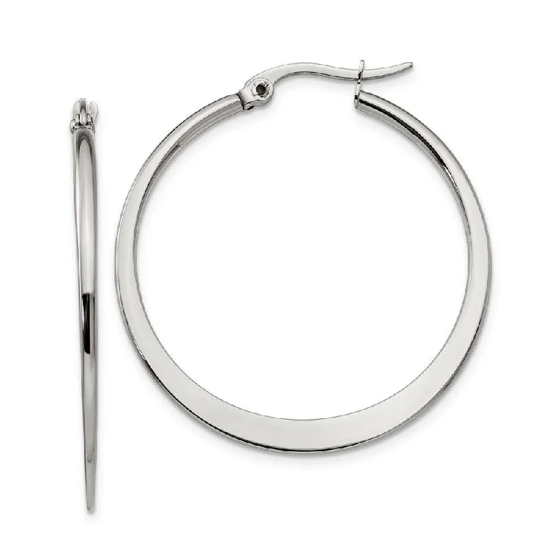 Fine heart earrings-Stainless Steel 34mm Diameter Hoop Earrings