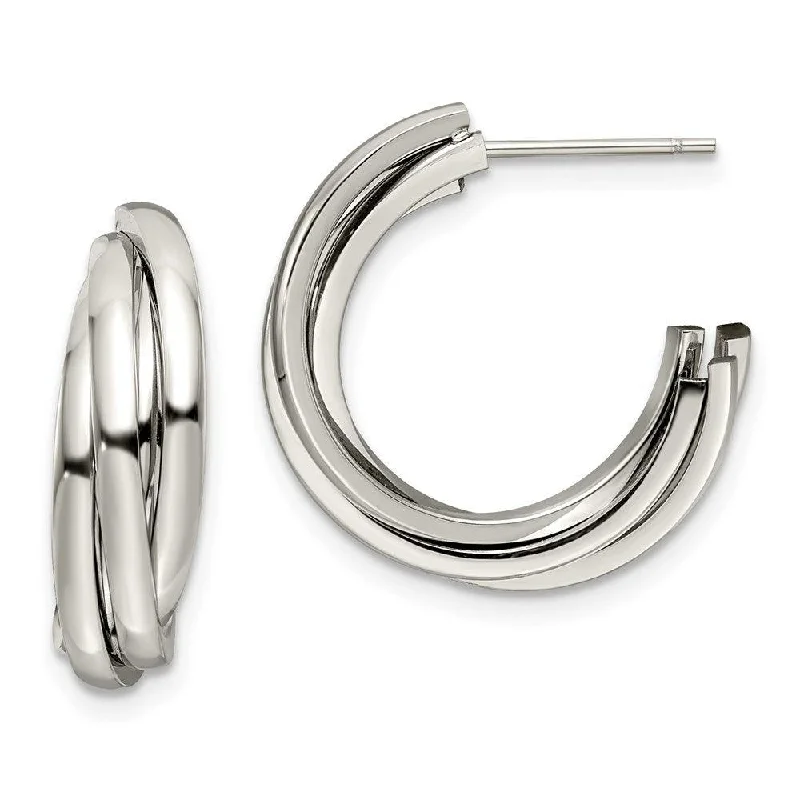 Heavy hoop earrings-Stainless Steel Polished Post Hoop Earrings