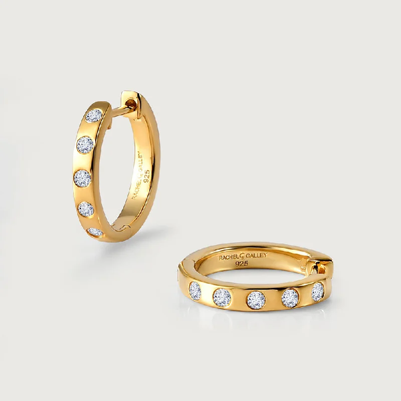 Light clay earrings-Versa Lab Grown Diamond Huggie Hoop Earrings