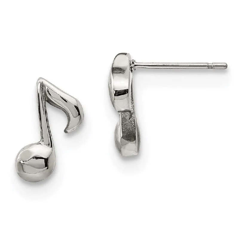 Bead weave earrings-Stainless Steel Polished Music Note Post Earrings