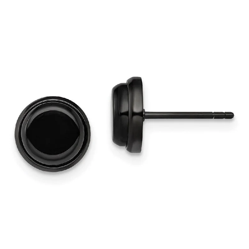 Smooth stud earrings-Stainless Steel Polished Black IP-plated Post Earrings