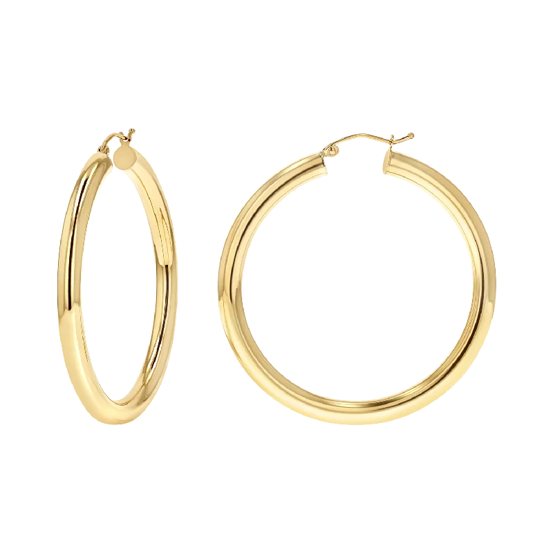 Wanderer weave earrings-4mm Gold Tube Hoop Earrings