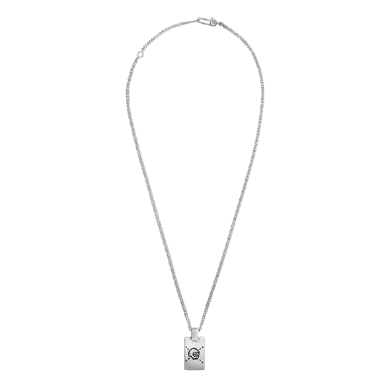 Raised bar necklaces-Gucci Ghost Silver Pendant Necklace