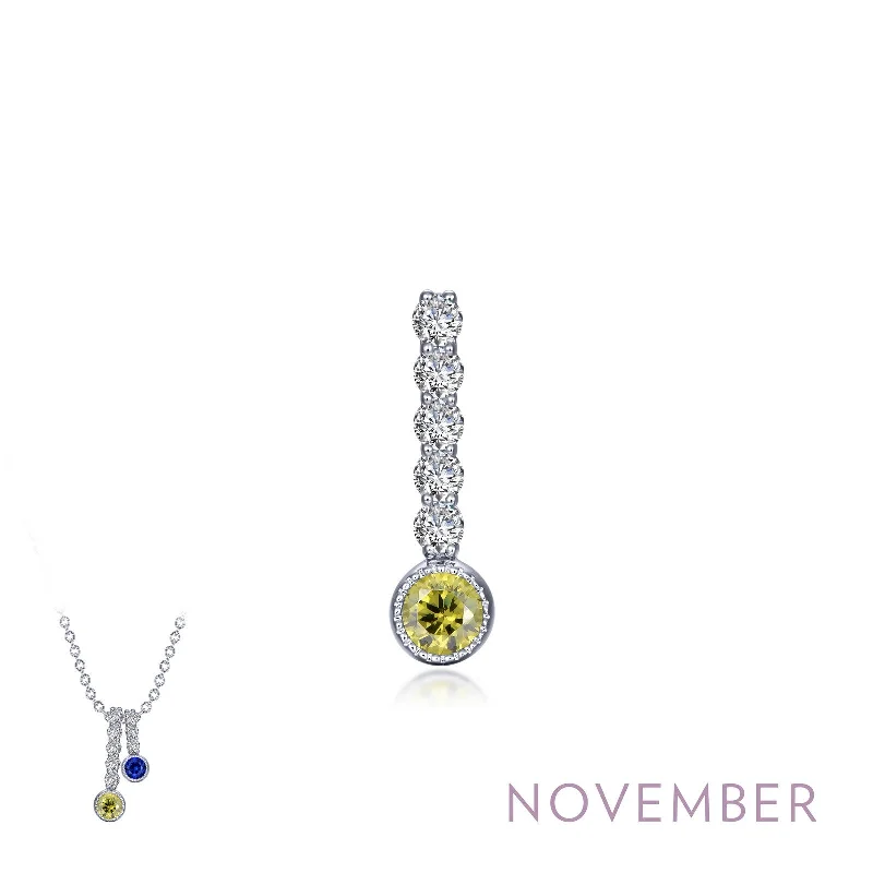 Curved gem necklaces-Lafonn Birthstone Round November Yellow Topaz Necklace BP003YTP00