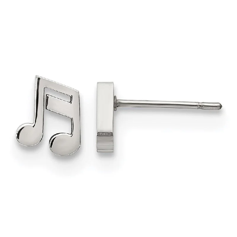 Tiered drop earrings-Stainless Steel Polished Music Note Post Earrings