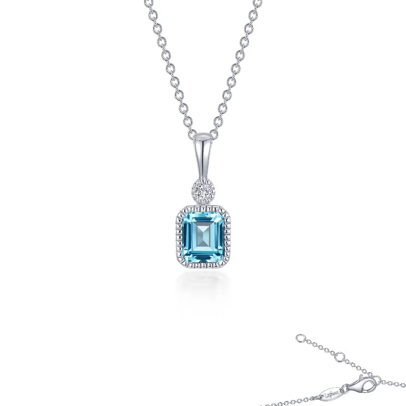 Alloy metal necklaces-Lafonn Birthstone Emerald March Aquamarine Necklace BP009AQP20