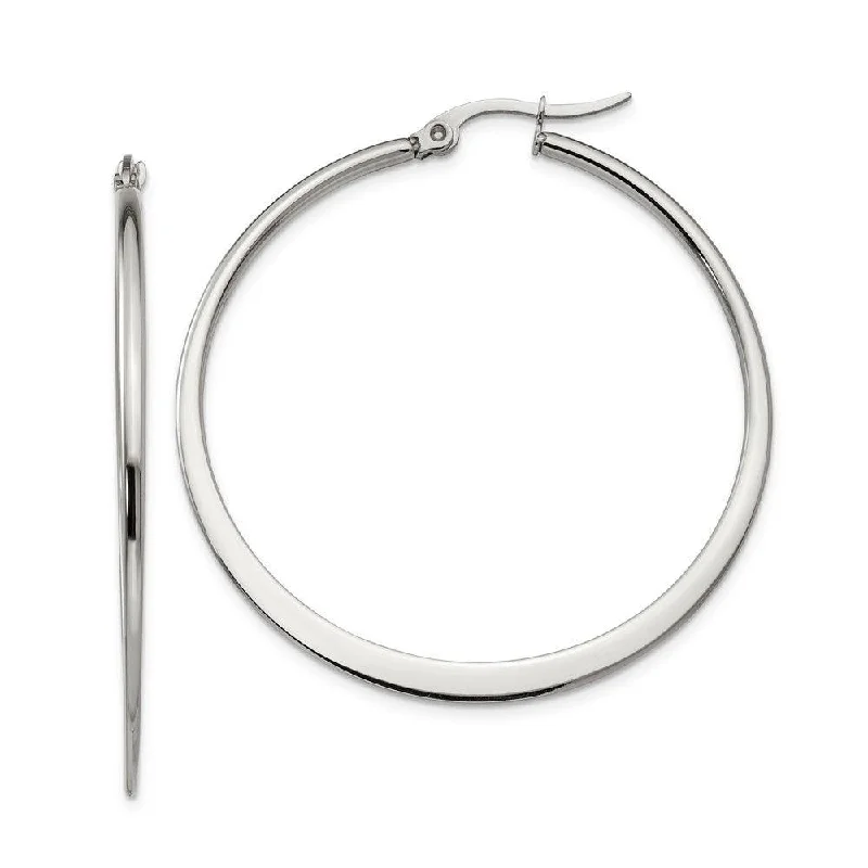 Aged brass earrings-Stainless Steel 43mm Diameter Hoop Earrings