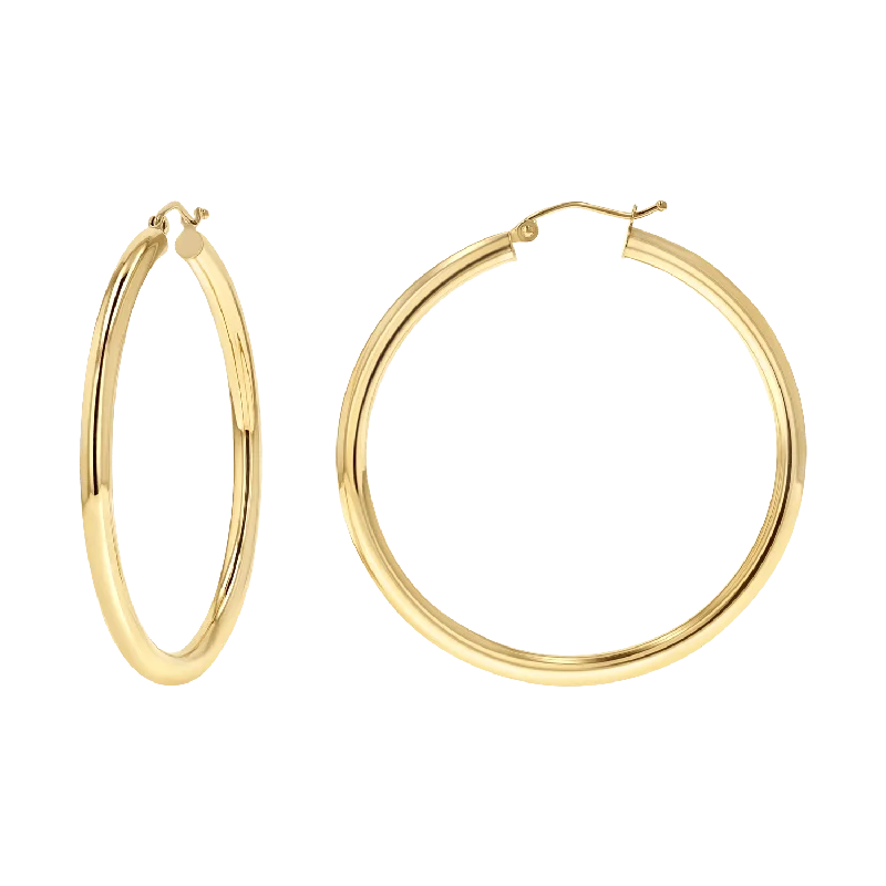 Gem-twisted earrings-3mm Gold Tube Hoop Earrings