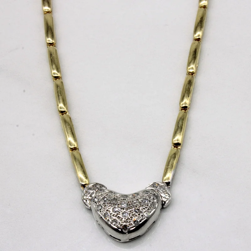 Aged silver necklaces-Pave Diamond Heart Necklace | 0.32ctw | 18" |