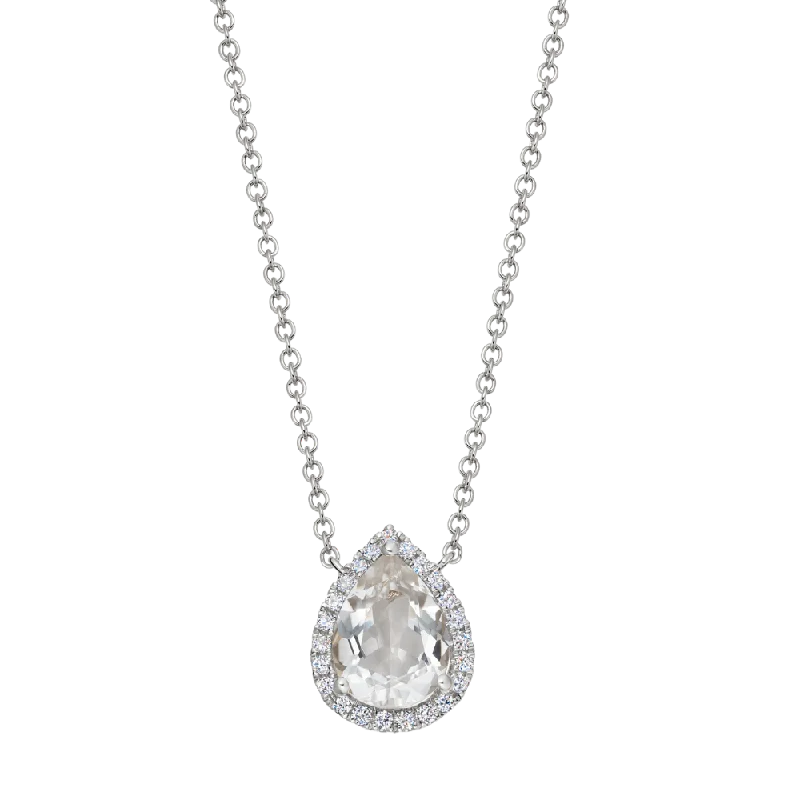 Snap clasp necklaces-Kiki McDonough Grace Pear White Topaz and Diamond Necklace