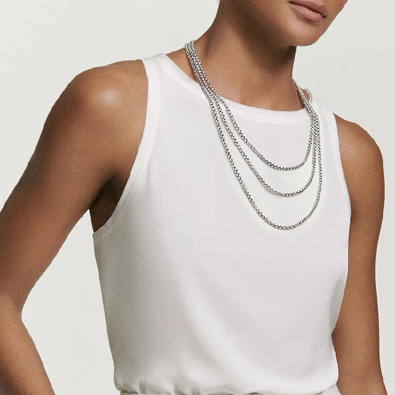 Crystal-twisted necklaces-David Yurman Medium Box Chain Necklace with an Accent of 14ct Gold