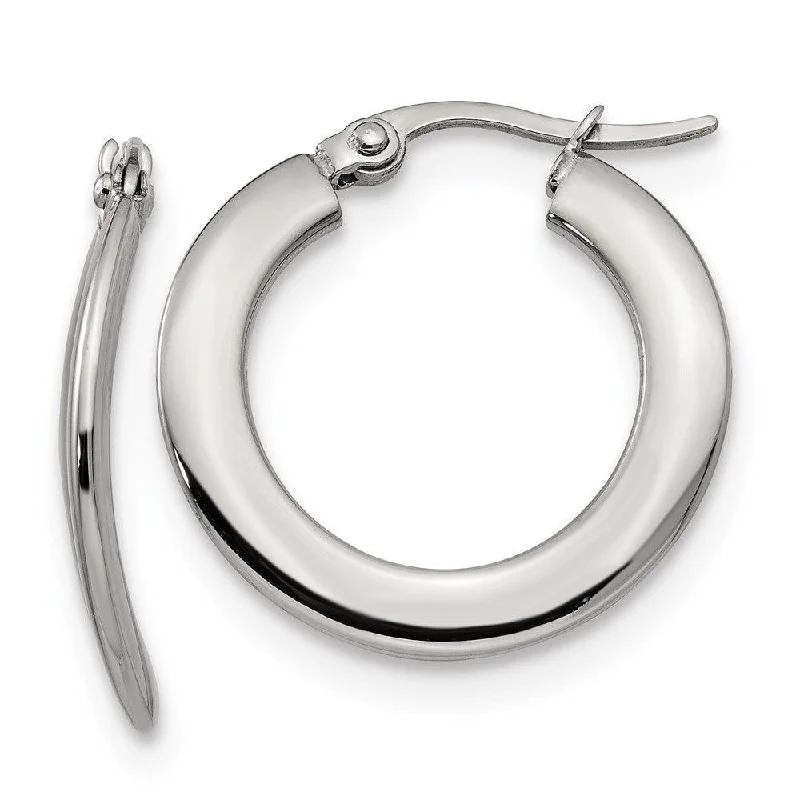 Sleek drop earrings-Stainless Steel Polished Hoop Earrings