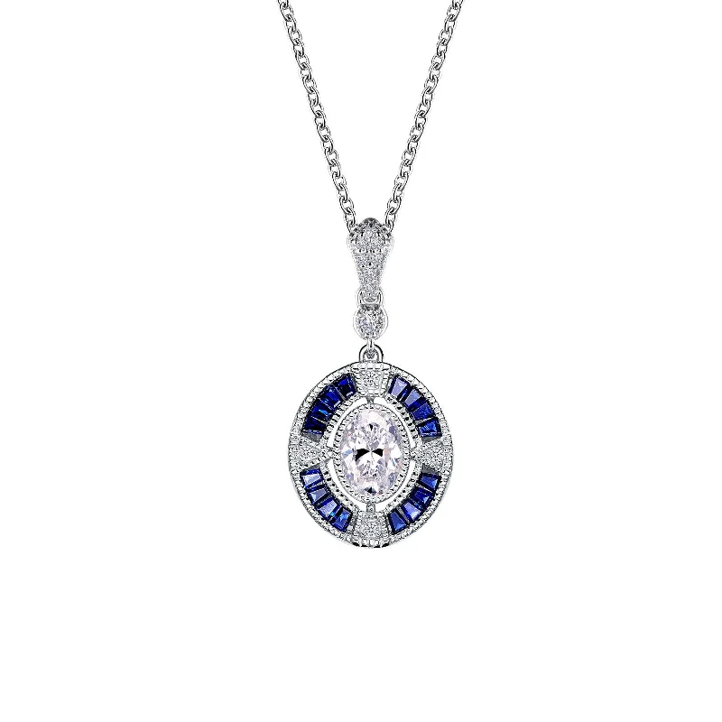 Corded link necklaces-Lafonn Heritage Oval Diamond Necklace P0231CSP20