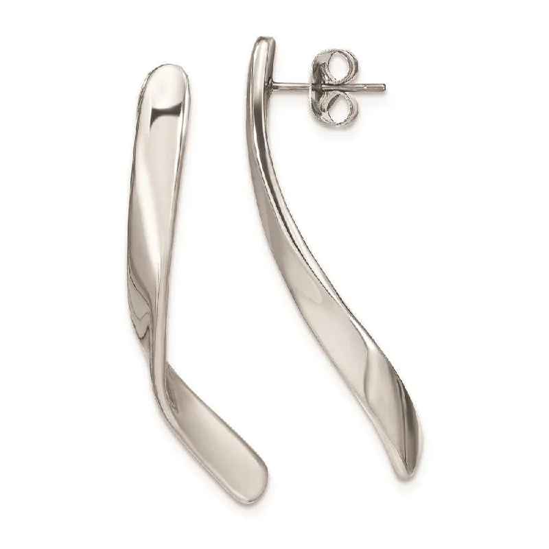 Glossy silver earrings-Stainless Steel Polished Post Earrings