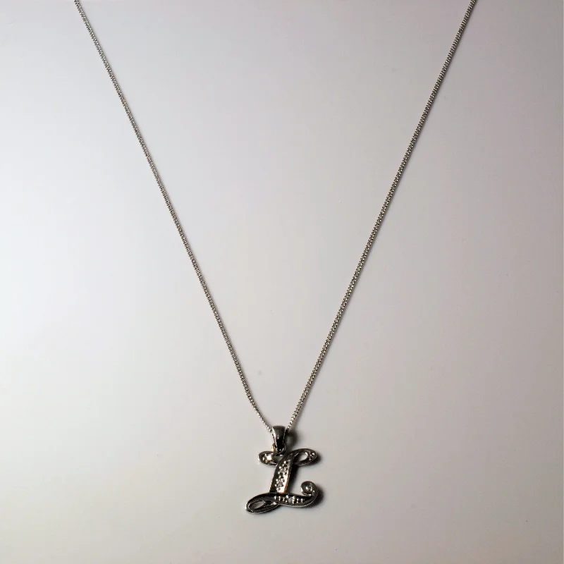 Tiered chain necklaces-Diamond Letter 'L' Necklace | 0.02ctw |18"|