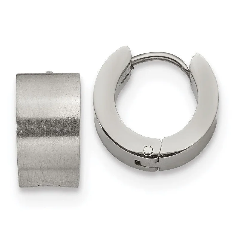 Layered tier earrings-Stainless Steel Brushed and Polished 7.0mm Hinged Hoop Earrings