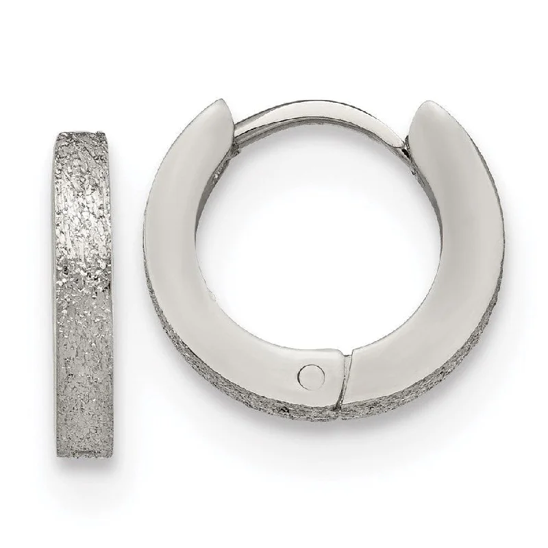 Classic flair earrings-Stainless Steel Polished and Sand Blasted 2.0mm Hinged Hoop Earrings