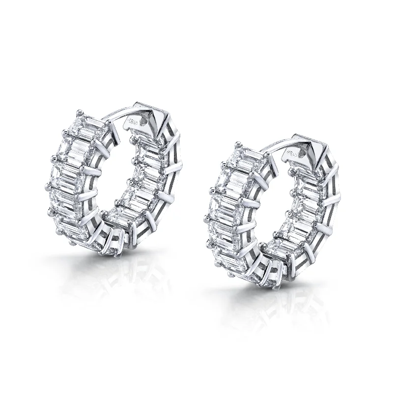 Overhand knot earrings-Norman Silverman Signature Diamond Huggies in White Gold