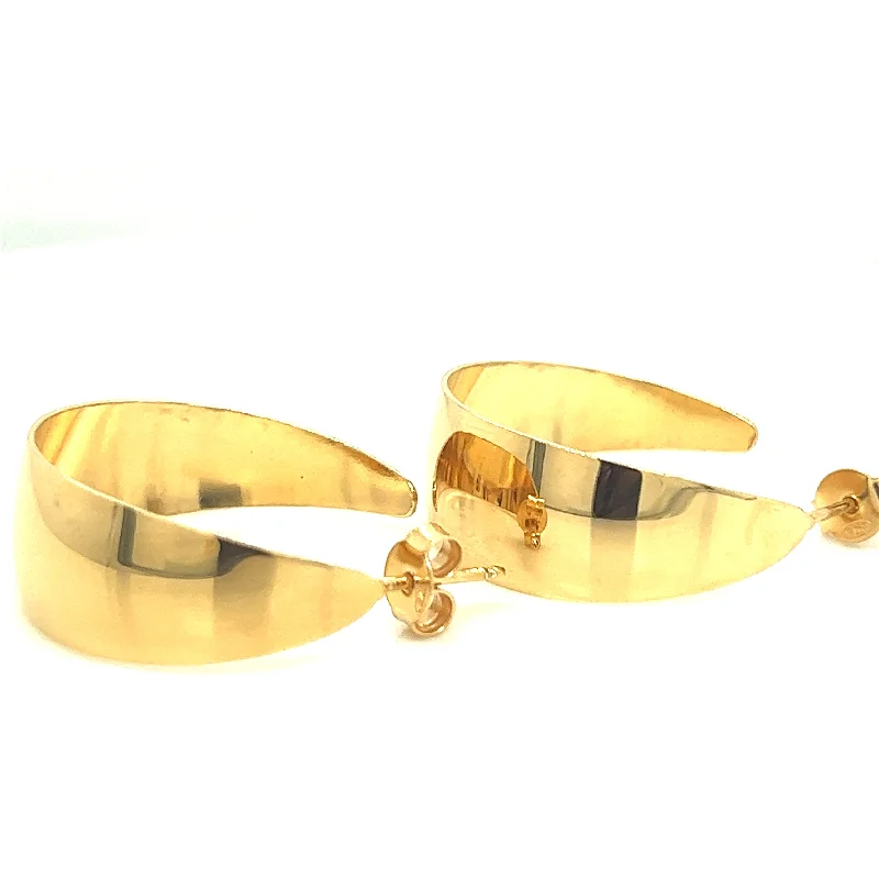 Soft threader earrings-Tapered Golden Hoop Style Earring