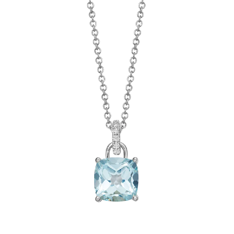 Smooth pendant necklaces-Kiki McDonough Kiki Cushion Blue Topaz Diamond Loop Necklace