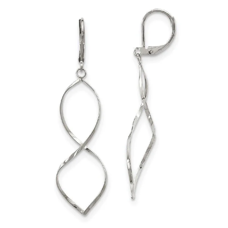 Smooth drop earrings-Stainless Steel Polished Twist Dangle Leverback Earrings