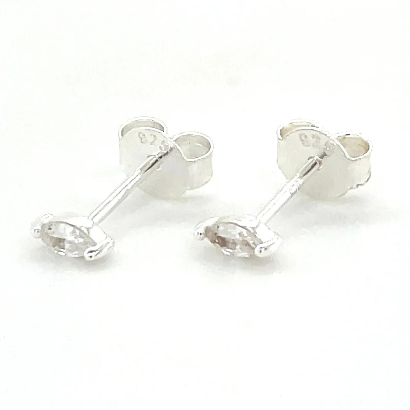 Tiered drop earrings-Sterling Silver Cz Marquise Stud Earrings