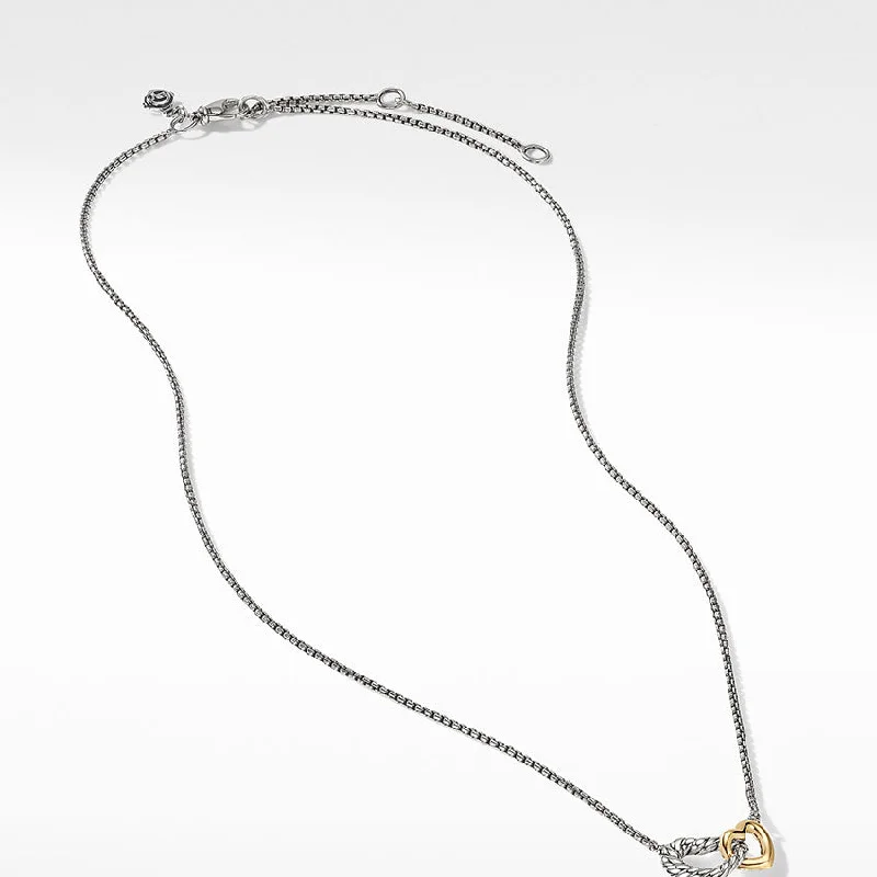 Stretch thread necklaces-David Yurman Cable Collectibles® Double Heart Necklace with 18ct Yellow Gold