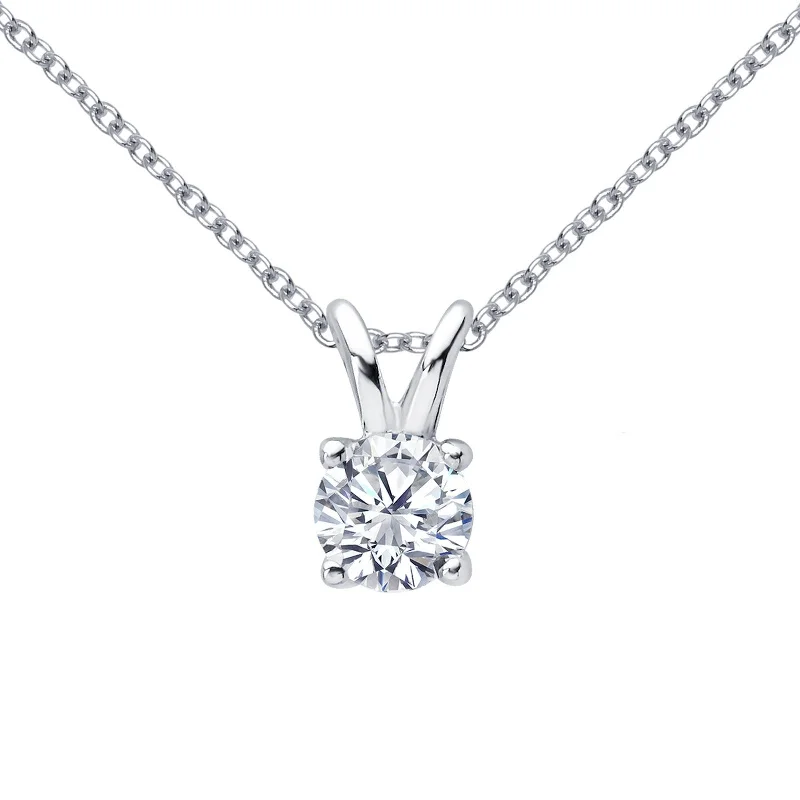 Stretch thread necklaces-Lafonn Classic Round Diamond Necklace P2010CLP18