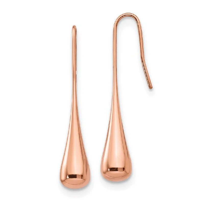 Subtle drop earrings-Stainless Steel Pink IP-plated Dangle Earrings