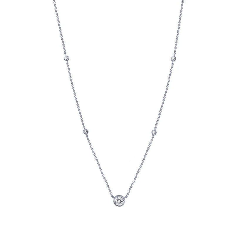 Round drop necklaces-Lafonn Stackables Round Diamond Necklace N0039CLP18