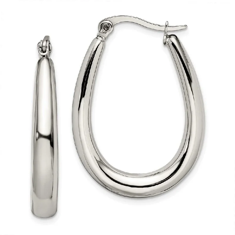 Small dot earrings-Stainless Steel Teardrop Hollow Hoop Earrings