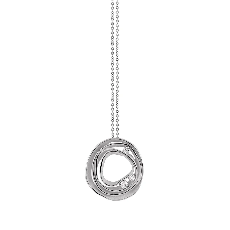 Retro medallion necklaces-Cammilli Dune Necklace 18ct White Ice Gold with Diamonds